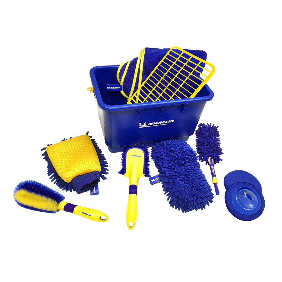 Michelin Ultimate 11-Piece Car Wash Kit | Car's Interior Cleaning/Washing in Detailing | Brushes, Valet, Wash, Sponge Kit in Products