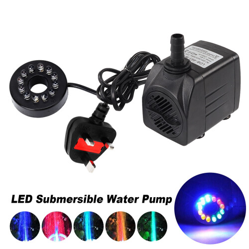 800L/H Water Pump 12 LED Fish Pond Aquarium Tank Fountai