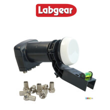 (LNB + 8 F Plugs) MK4 Quad 4 Way Sky Digital LNB for Sky+ HD Freesat + Pack of 8 F Type Plugs