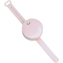 (Pink) Wrist Mirror Without Leaf Fan USB Mute Watch Fan