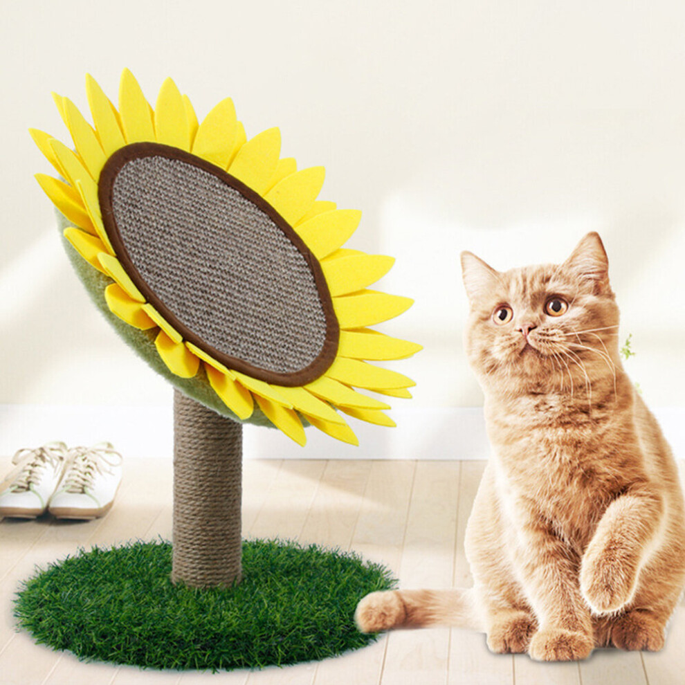 Pet Kitten Cat Sisal Scratching Board Sunflower Shape Scratcher Toy Durable