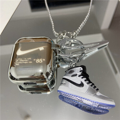 (AirPods1/2, gray sneakers) Air Jordan 1 Airpods Case For Airpods 1 & 2 & Pro With Lanyard UK