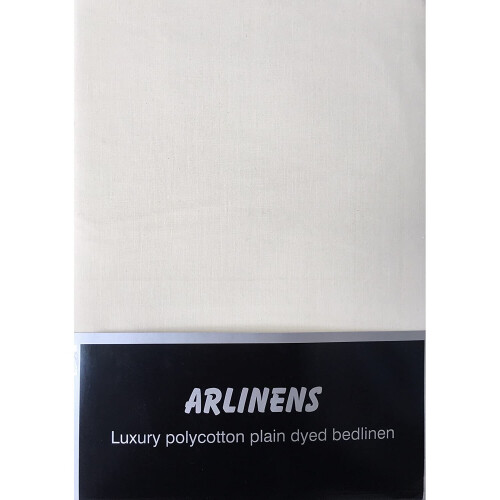(Double, Cream) Plain Luxuary Percale Polycotton Flat Sheet Easy Care Long Lasting in 17 Colours