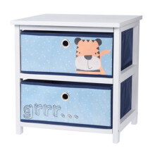 (Blue Tiger) MDF Wooden 2 Drawer Bedside Childrens Kids Girls Boys Cabinet Bedroom Furniture