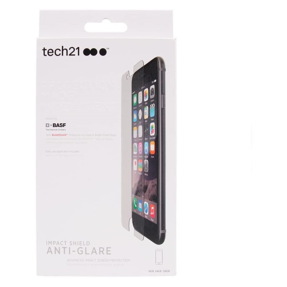 tech21 Impact Shield Anti-Glare Screen Protector Tempered Glass For iPhone 6 Plus / 6S Plus