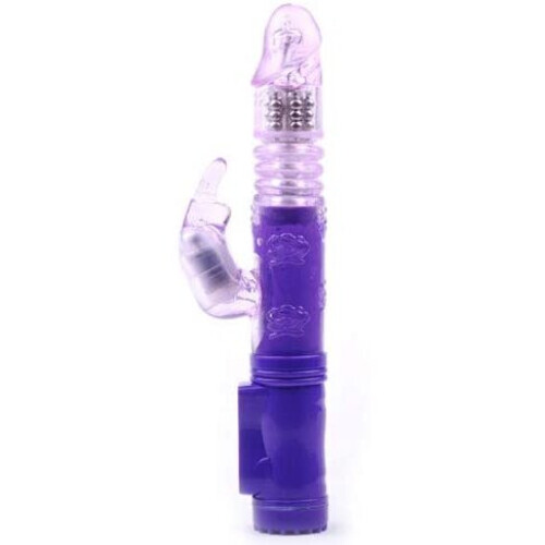 Thrusting Rampant Rabbit Vibrator/Clitoris Stimulator Vibe with Rotating Beads, Purple