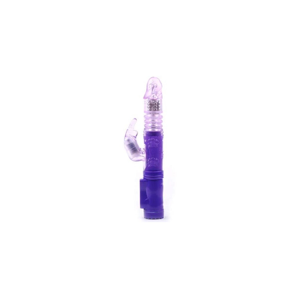 Thrusting Rampant Rabbit Vibrator/Clitoris Stimulator Vibe with Rotating Beads, Purple