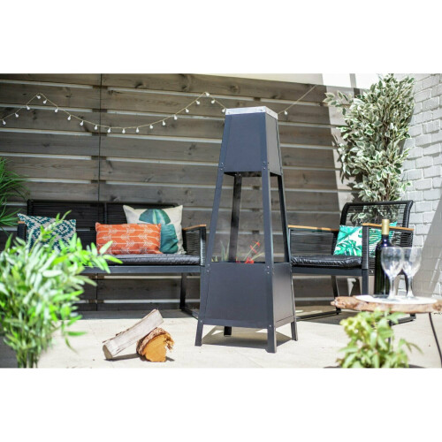 La Hacienda La Hacienda Contemporary Silver Top Chimenea - Black 1
