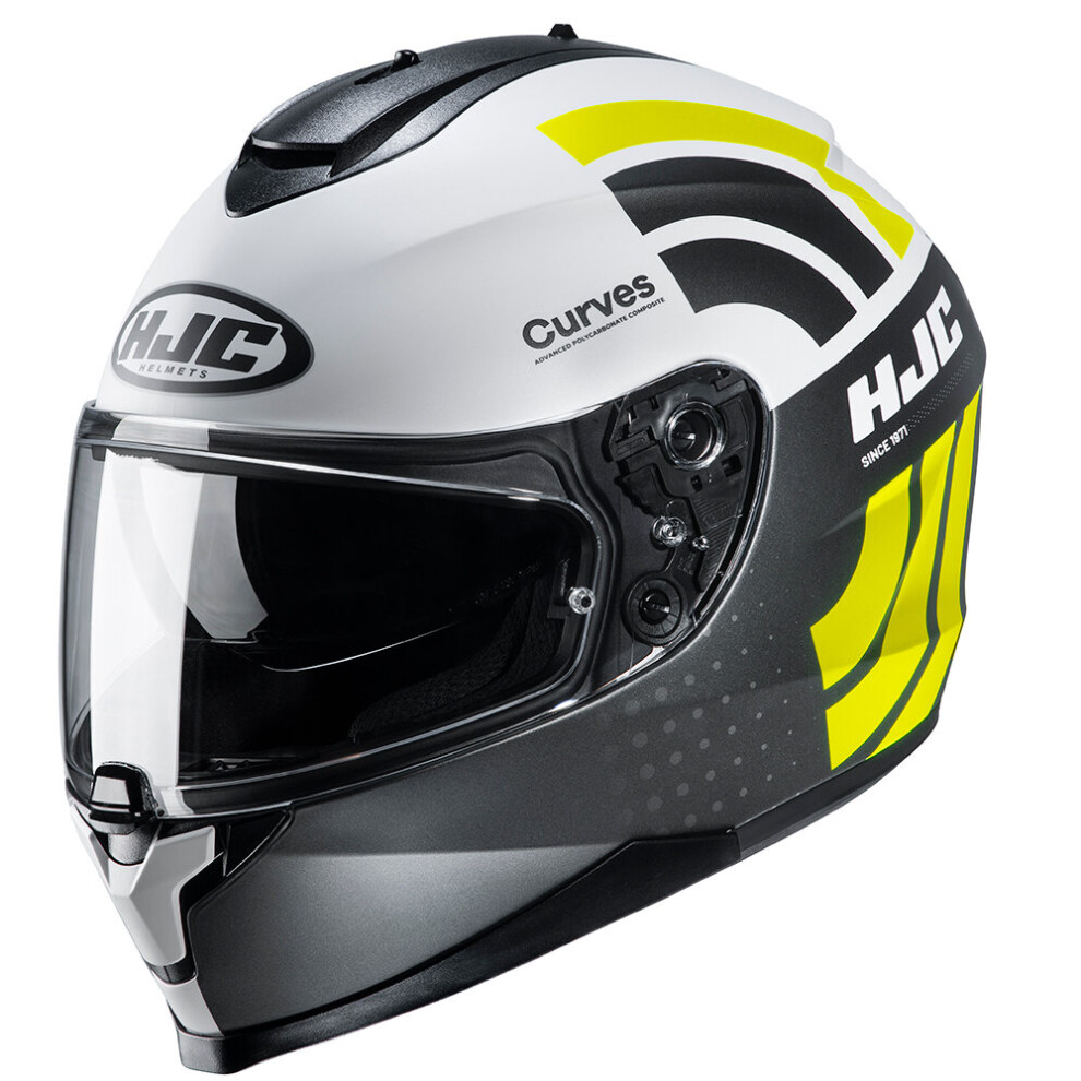 (L) Hjc C70 Full Face Motorcycle Helmet Curves Yellow 8804269304303