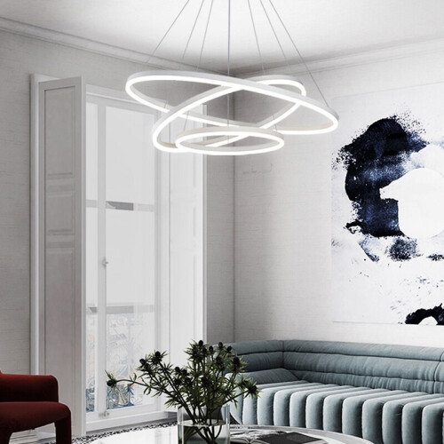 Living And Home (20+40+60cm, Cool White) Modern Hanging LED Ceiling Light Chandelier Lamp 2