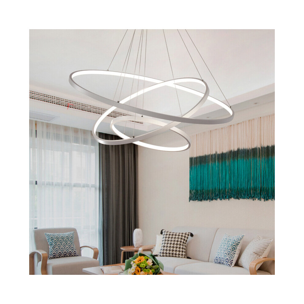 (20+40+60cm, Cool White) Modern Hanging LED Ceiling Light Chandelier Lamp