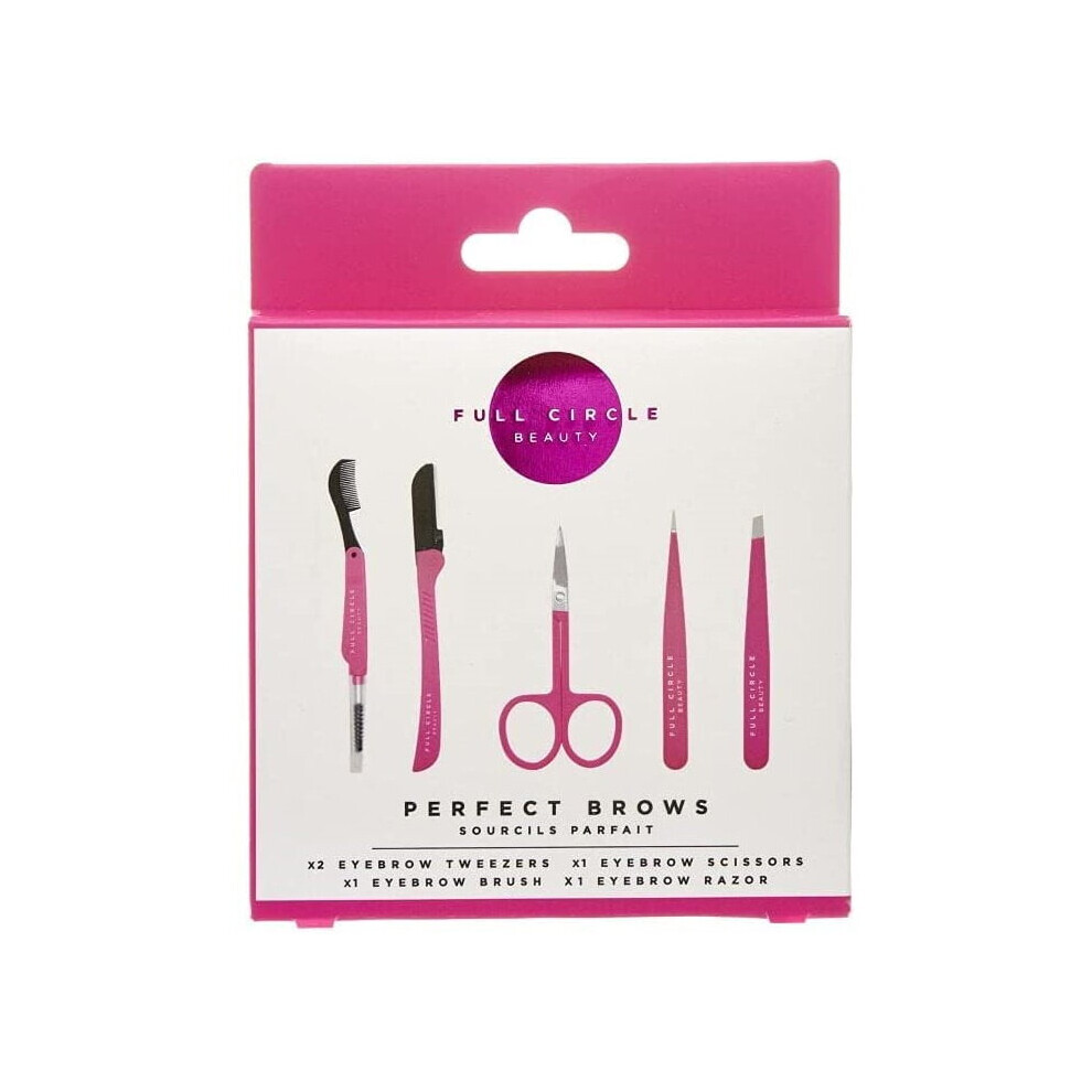 Full Circle Beauty Stainless Steel Precision Eyebrow Shaping Kit 5pcs