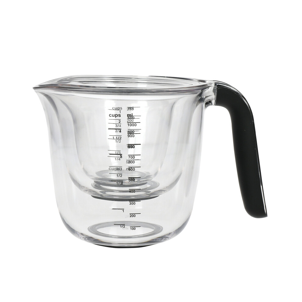 KitchenAid Set of 3 Measuring Jugs, Dishwasher Safe  Large 4-Cup (1 Litre), 2-Cup (500ml) and 1-Cup (250ml)  Black