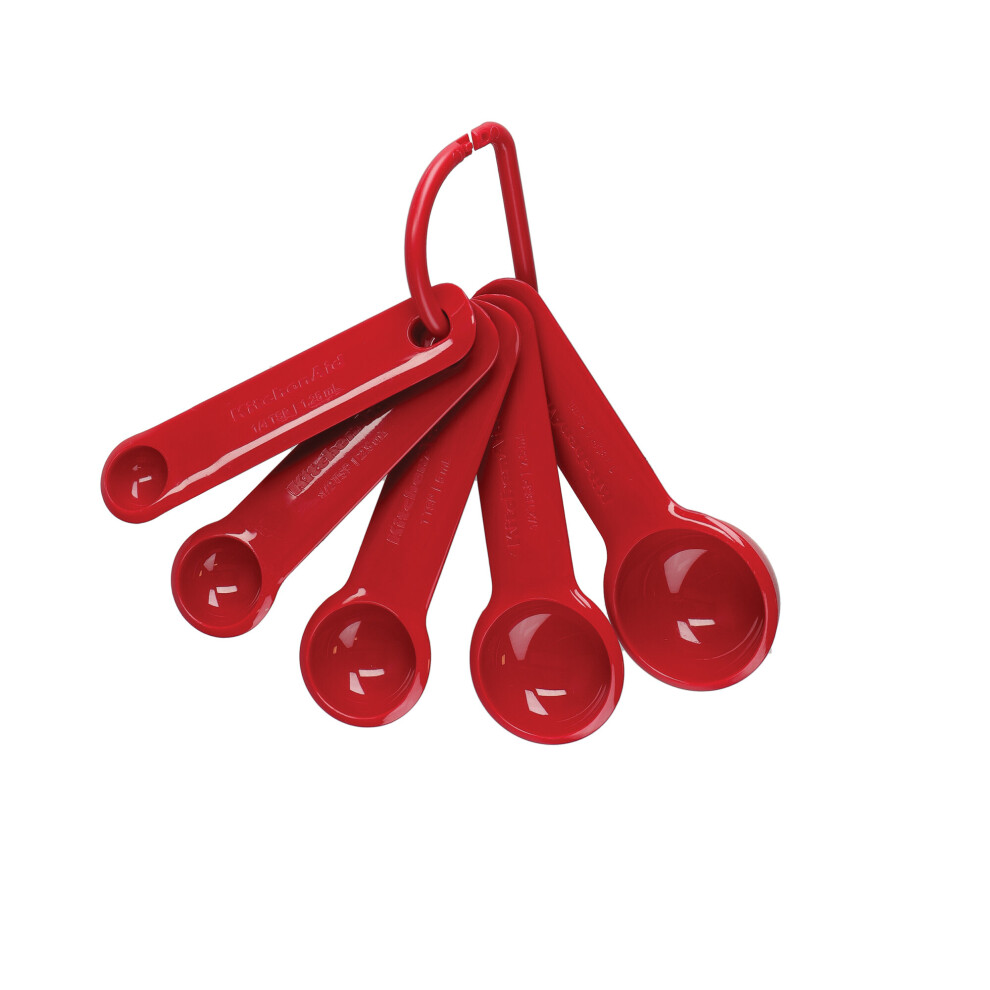 Kitchenaid Measuring Spoons, Set Of 5 Dishwasher Safe Nesting Spoons Empire Red