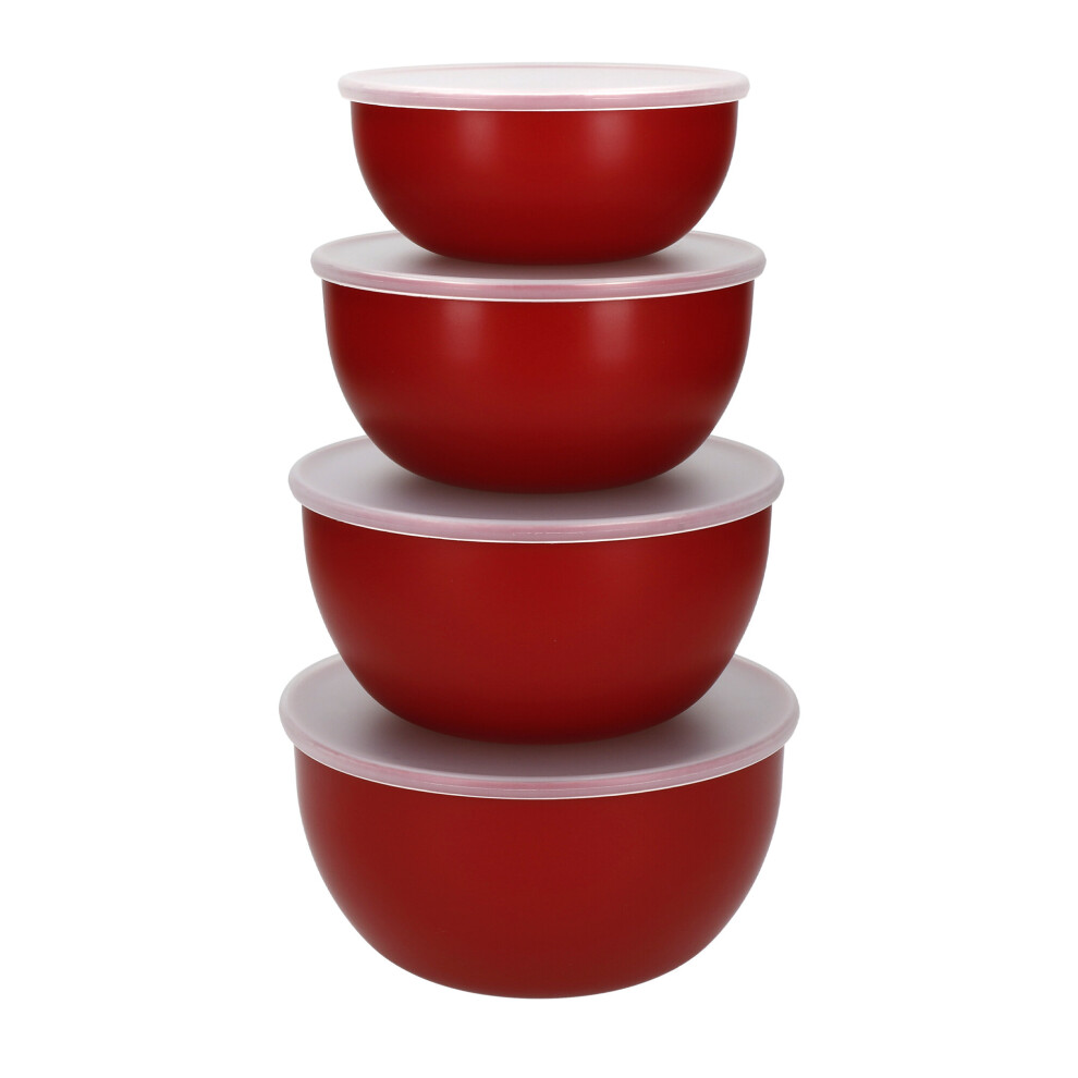 Kitchenaid Set Of 4 Meal Prep Bowls With Lids, Dishwasher Safe Nesting Food Storage Containers Empire Red