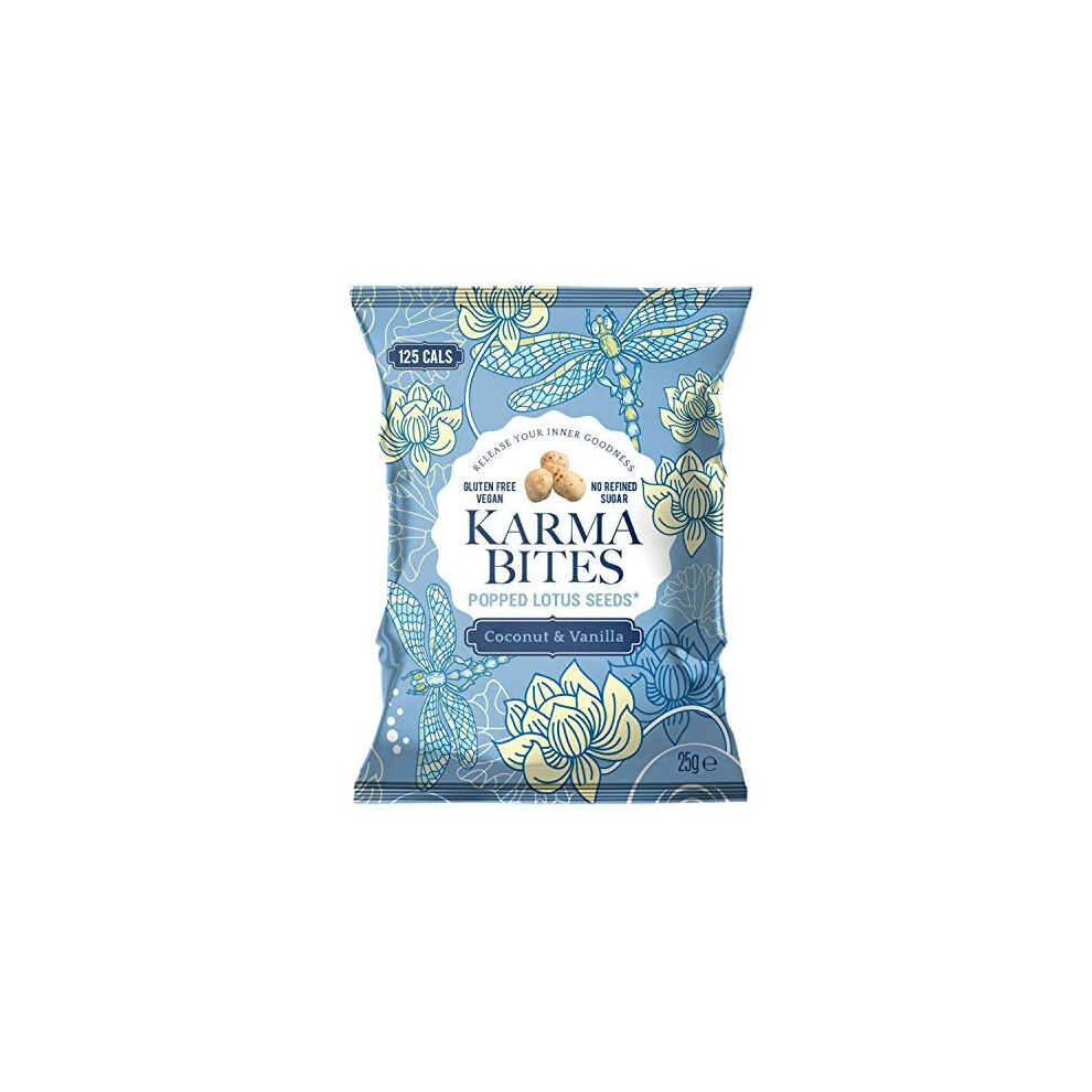 Karma Bites Popped Lotus Seeds - Coconut & Vanilla 25G (Pack Of 12)
