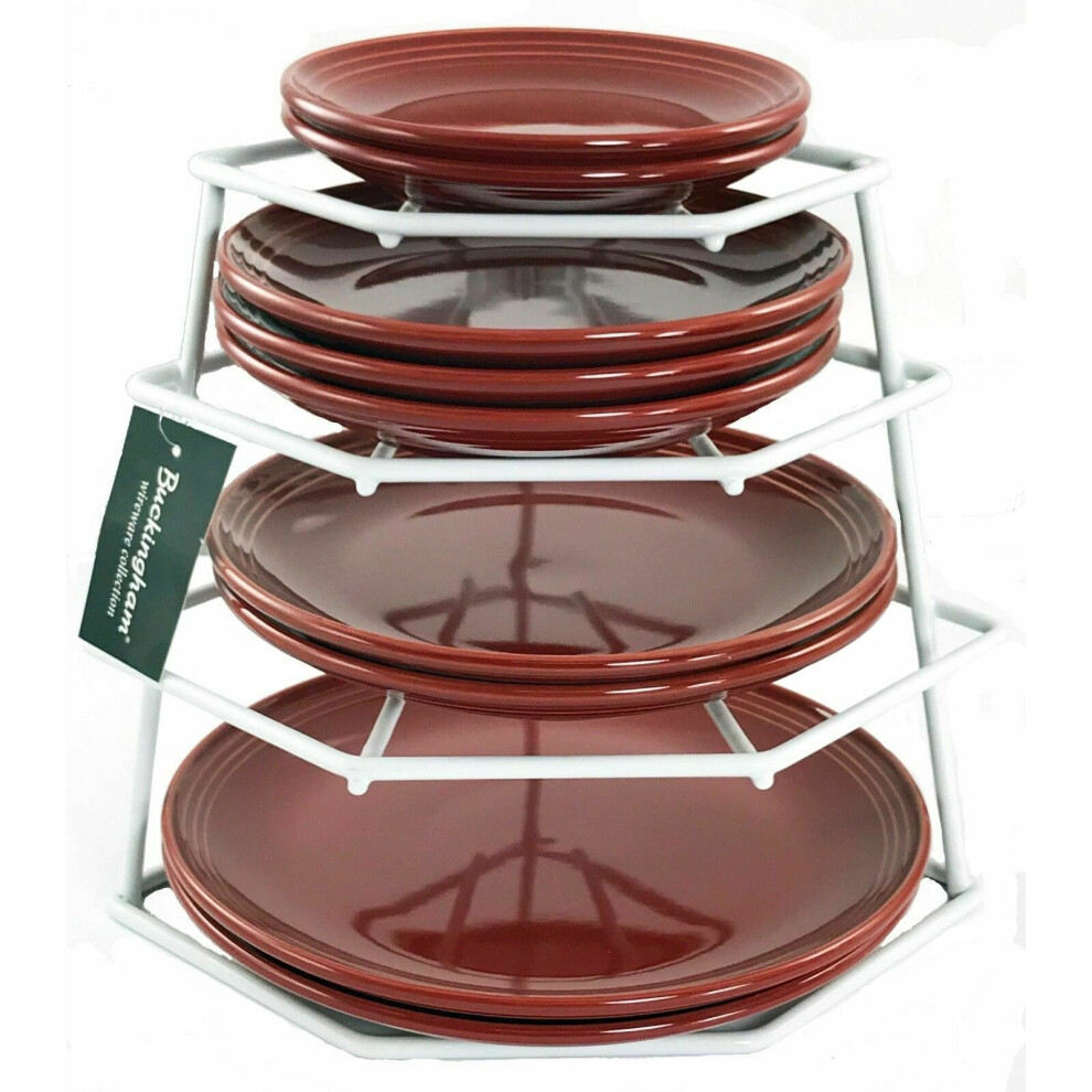 (White) Buckingham 4 Tier Corner Plate Kitchen Organiser