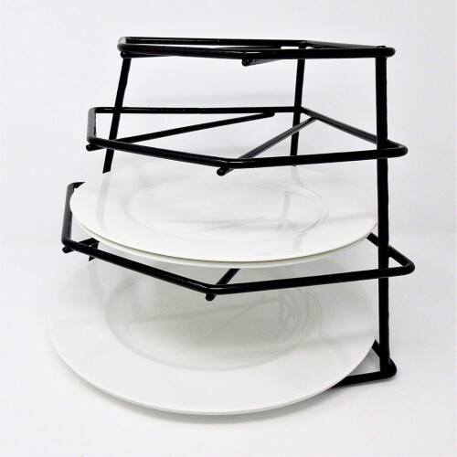 (Black) Buckingham 4 Tier Corner Plate Kitchen Organiser