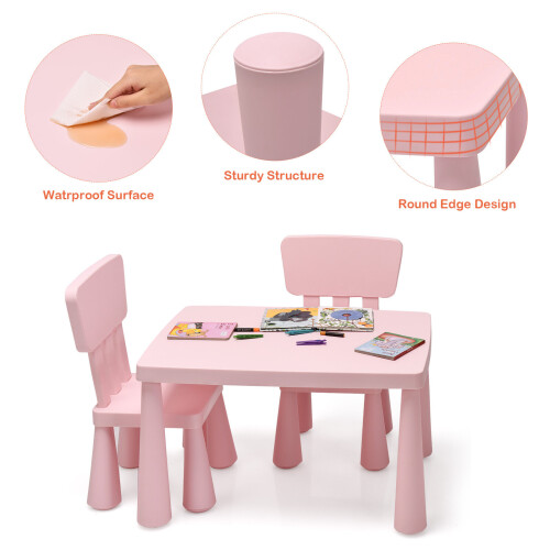 Gymax Children Play Table with 2-Piece Chairs for Eating Drawing Writing 2