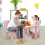 Gymax Children Play Table with 2-Piece Chairs for Eating Drawing Writing 8