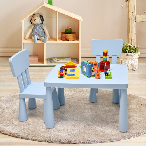 Gymax Children Play Table with 2-Piece Chairs for Eating Drawing Writing 1