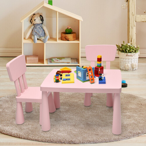 Gymax Children Play Table with 2-Piece Chairs for Eating Drawing Writing 1