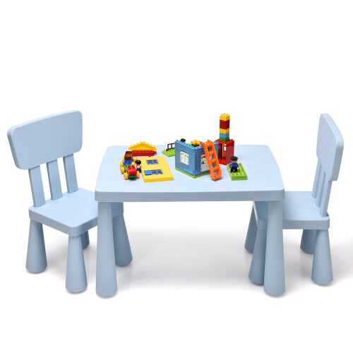 Gymax Children Play Table with 2-Piece Chairs for Eating Drawing Writing
