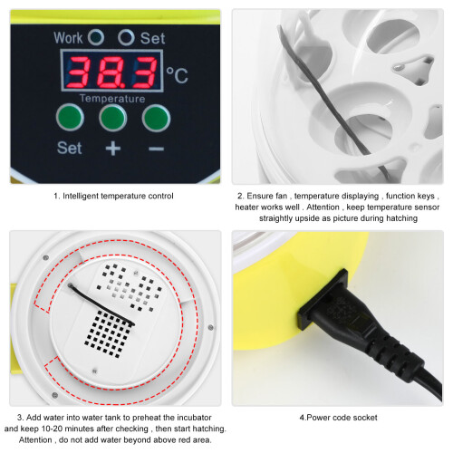 Mini Egg Incubator 7 Eggs With Automatic Temperature  Control LED Digital Intelligent Incubator 2