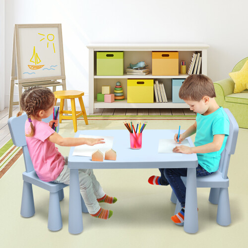 Gymax Children Play Table with 2-Piece Chairs for Eating Drawing Writing 2