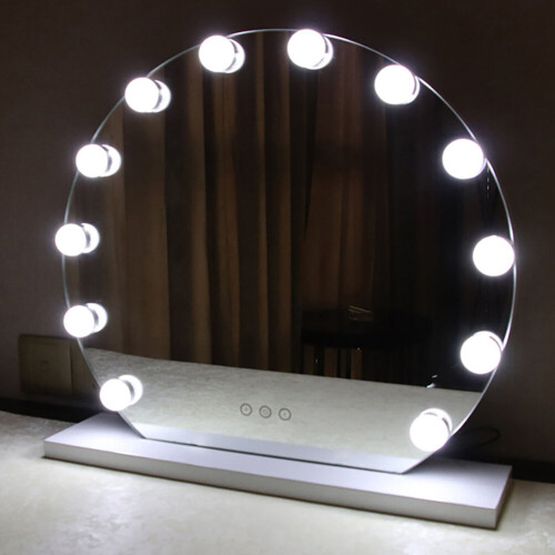 Living And Home Hollywood Semicircle Tabletop Make Up Mirror with Light Dimmable LED Bulbs 2