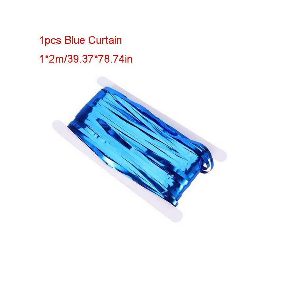 (1Set-Blue Curtain) Minecraft Party Supplies Decor Disposable Tableware