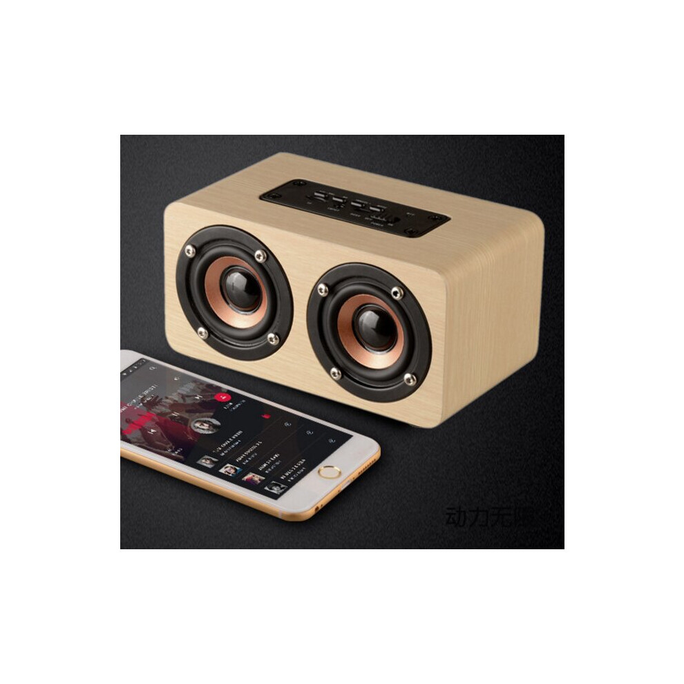 ( Wood Grain) Wireless Bluetooth 4.2 Speaker Mini Wooden Loudspeaker Home Desktop Music Player Yellow/Grain 795802782529