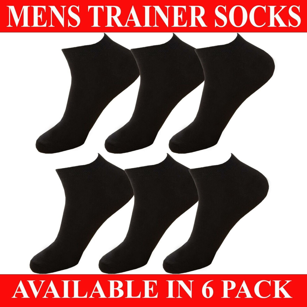 (Black (M10512), 6 Pack) Mens Trainer Socks Sports Ankle Liner Invisible Low Cut Cotton Socks Size 6-11