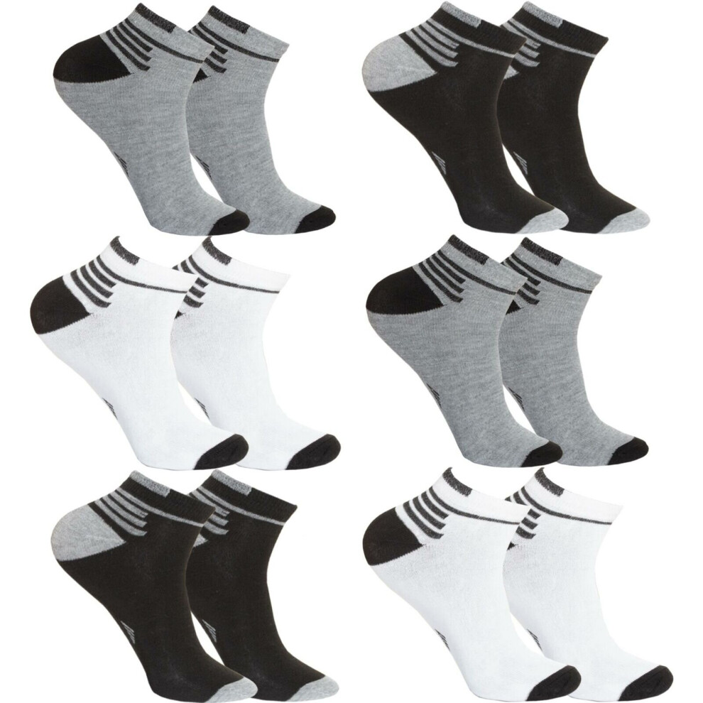 (Multicoloured (M10516), 6 Pack) Mens Trainer Socks Sports Ankle Liner Invisible Low Cut Cotton Socks Size 6-11