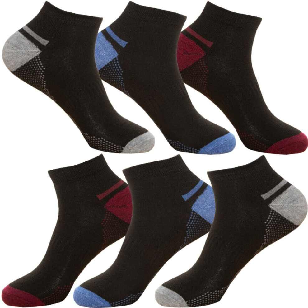 (Multicoloured (M10517), 6 Pack) Mens Trainer Socks Sports Ankle Liner Invisible Low Cut Cotton Socks Size 6-11