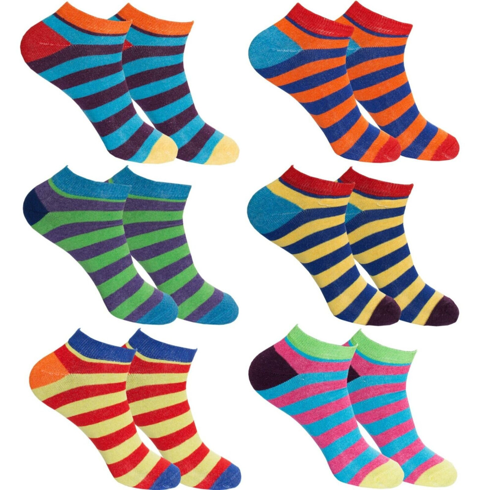 (Multicoloured (M10822), 6 Pack) Mens Trainer Socks Sports Ankle Liner Invisible Low Cut Cotton Socks Size 6-11