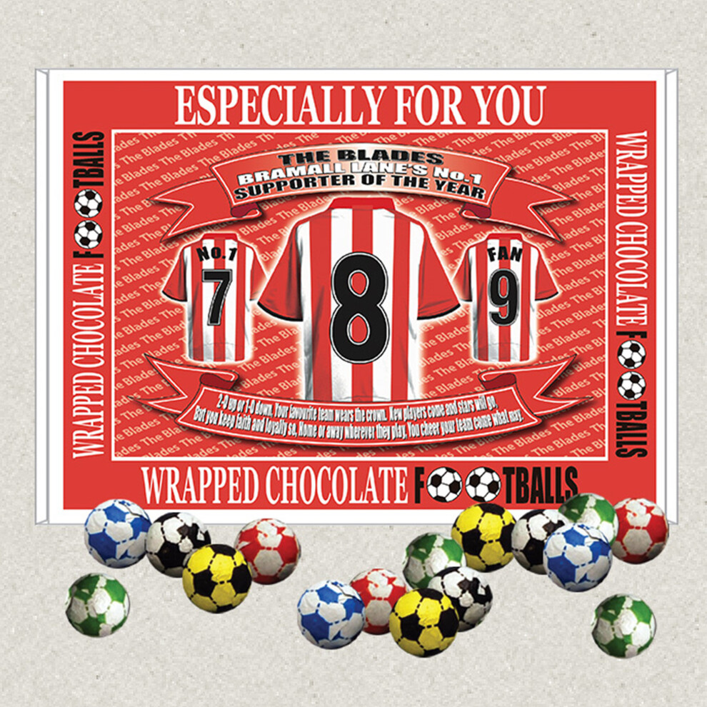 (Chocolate Footballs) Sheffield United Football Shirt Gift Boxed Sweets Available in Vanilla Fudge, Fruit Jellies, Liquorice, Chocolate Footballs And Haribo Mix