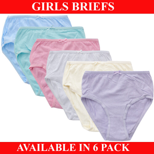 Girls 100% Cotton Briefs 5 Pack Underwear Kids Knickers/Pants Age 2-13  Years