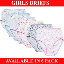 (Floral, 2-3) Girls Briefs Underwear Kids Knickers 100% Cotton 6 Pack Age 2-13 Years
