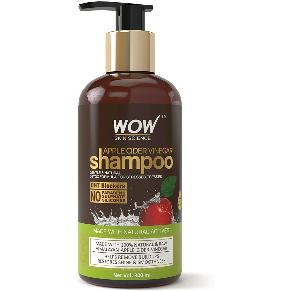 WOW Apple Cider Vinegar Shampoo - 300 mL - No Sulphate - No Parabens - Infused Organic Natural Apple Cider Vinegar