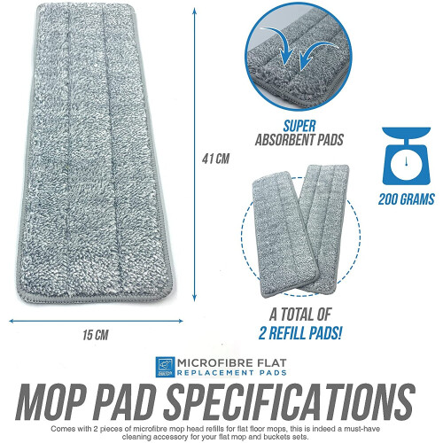 Microfibre Flat Mop Pads Head Replacement Refills Floor Cleaning 2