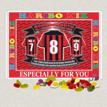 (Haribo Mix) Bournemouth Football Shirt Gift Boxed Sweets Available in Vanilla Fudge, Fruit Jellies, Liquorice, Chocolate Footballs And Haribo Mix