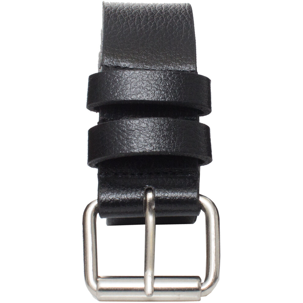 (Black, 3XL) Kruze New Mens PU Leather Belts Buckle Belt For Jeans Big Tall King Sizes