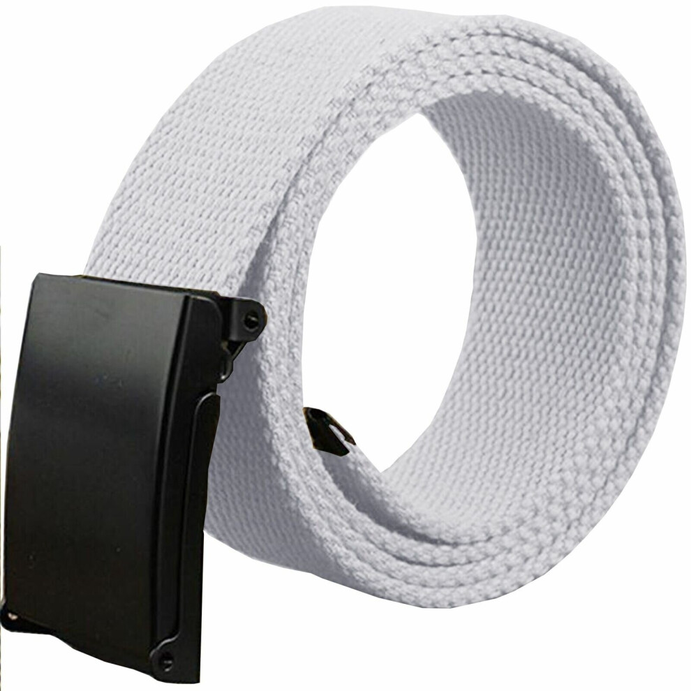 (White, Big & Tall) Kruze Mens Canvas Belt For Jeans Designer Adjustable Regular Big King Size Belts