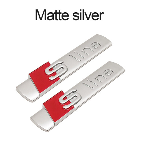 (Silver) 2pcs Audi S-Line Badge 3D Side Fender Emblem for A3 A4 A5 A6 A7 Q5 TT