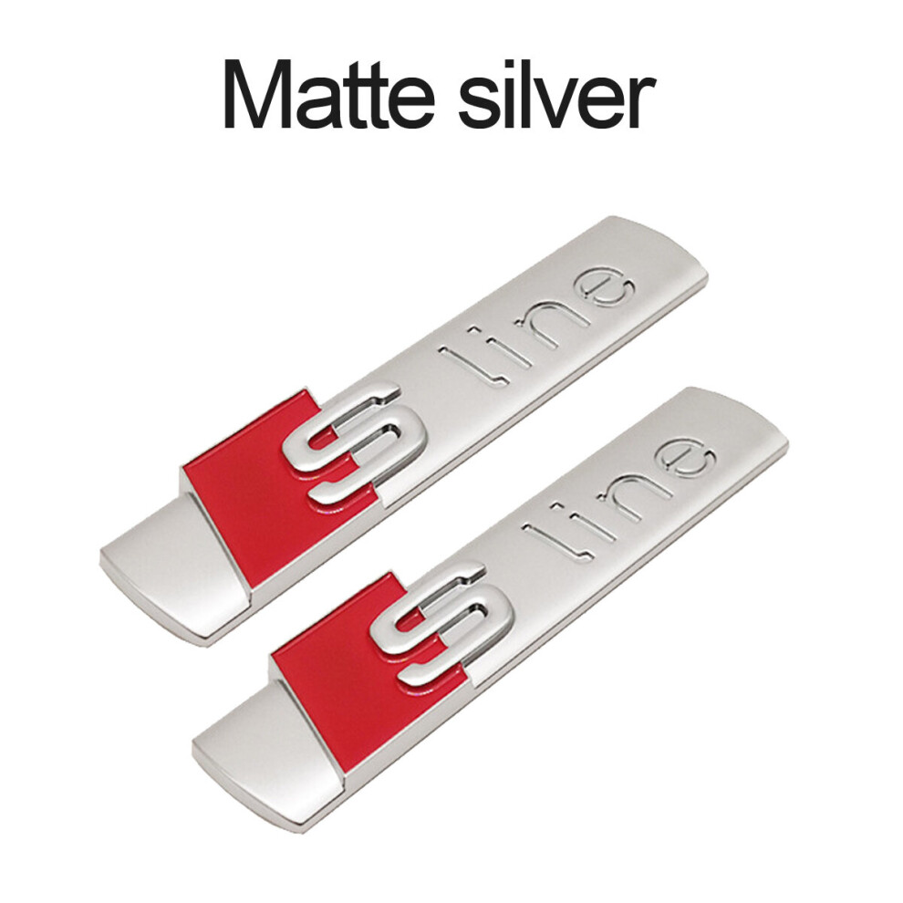 (Silver) 2Pcs Audi S-Line Badge 3D Side Fender Emblem For A3 A4 A5 A6 A7 Q5 Tt Silver