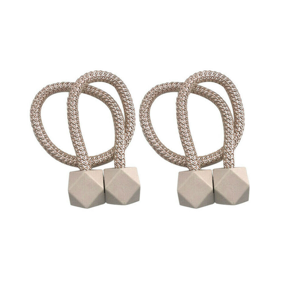 (Beige, 2 PCS) 2/4X Strong Magnetic Curtain Tie Back Buckle Clips Holdback Tie Rope Strap Decor