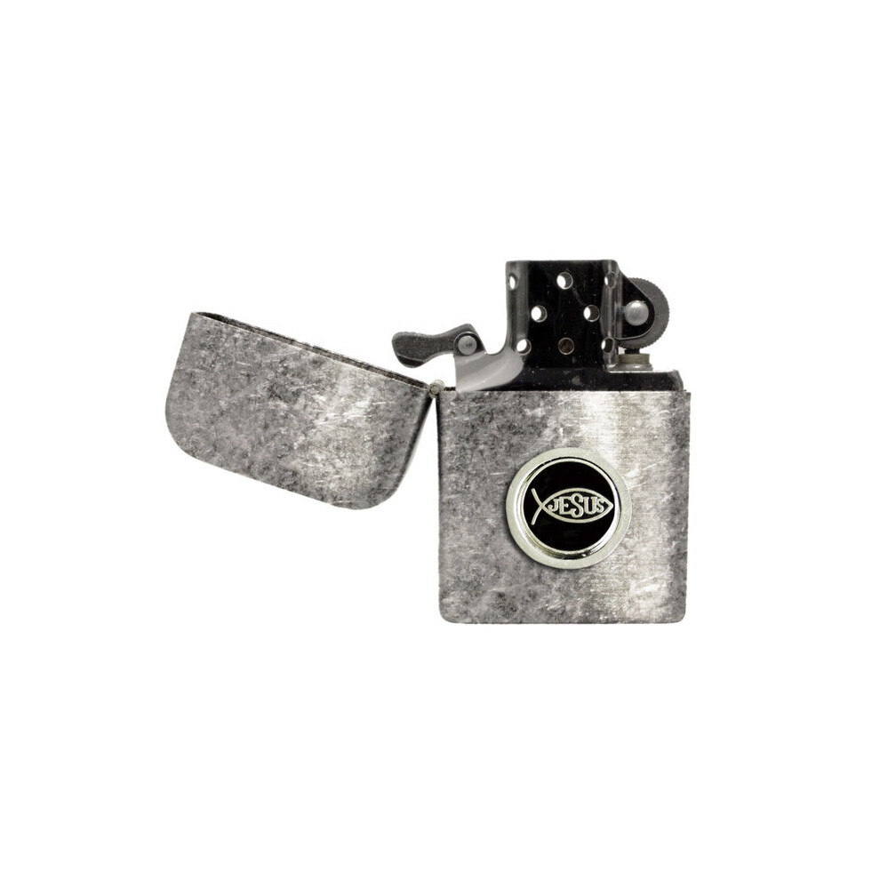 Knight Ichthus Antique Effect Stormproof Petrol Lighter