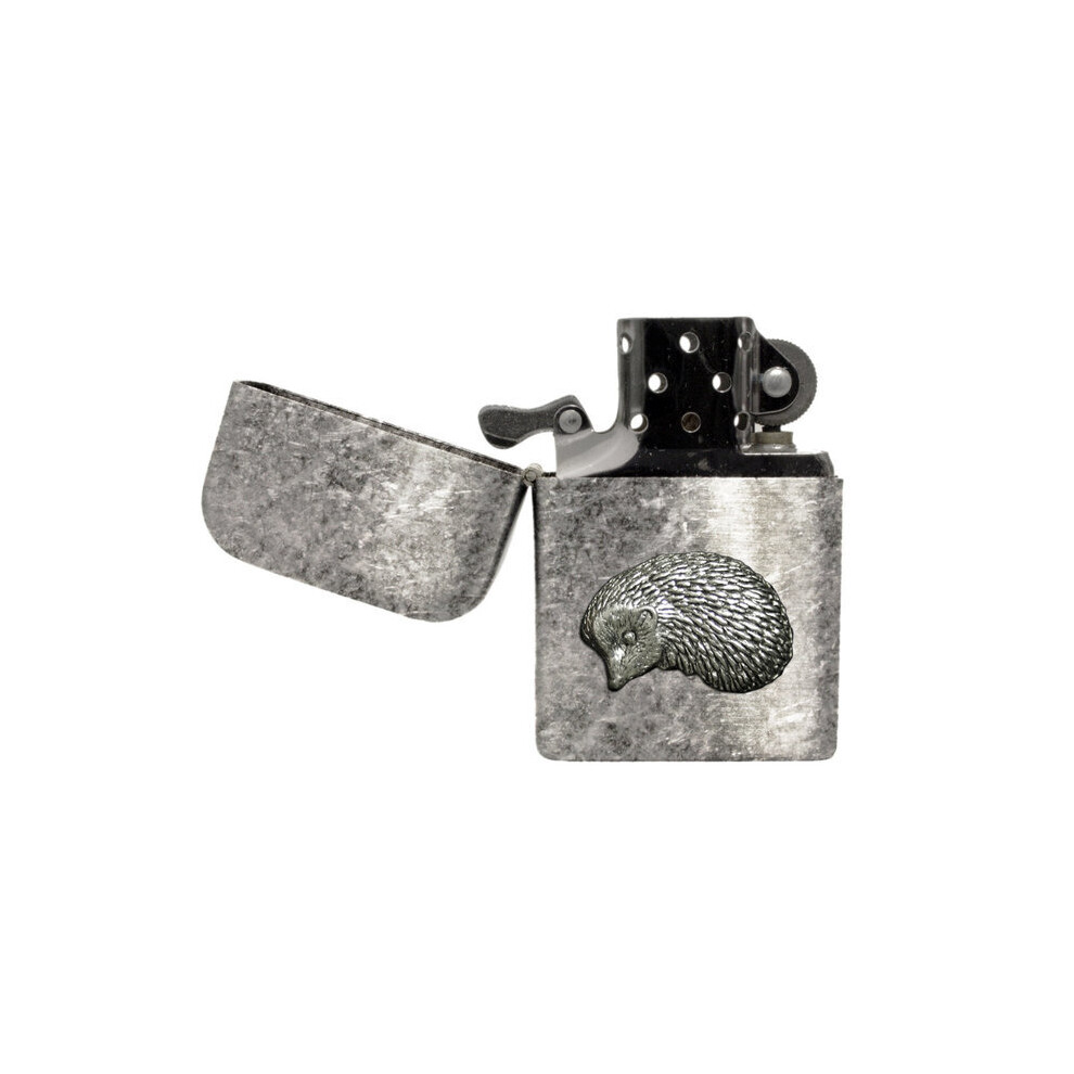 Knight Hedgehog Antique Effect Stormproof Petrol Lighter