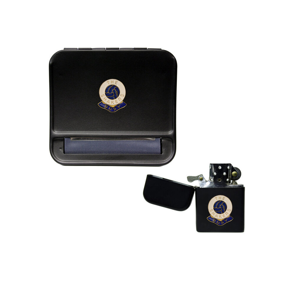 Knight Black Bury Football Club Cigarette Rolling Machine And Storproof Petrol Lighter